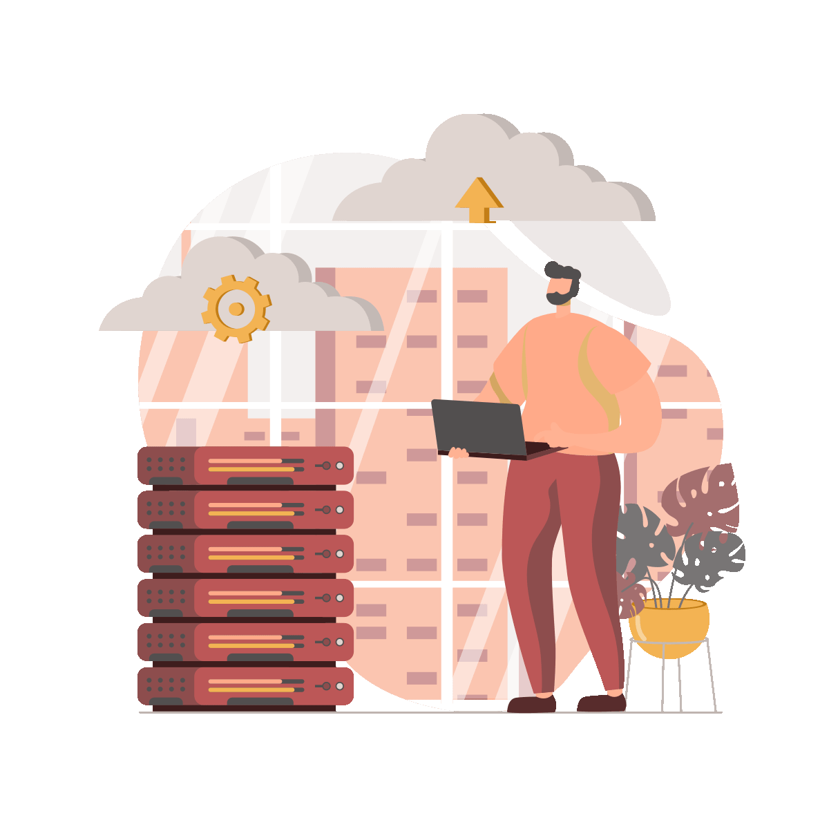 Cloud scientist maintaining cloud serve rig